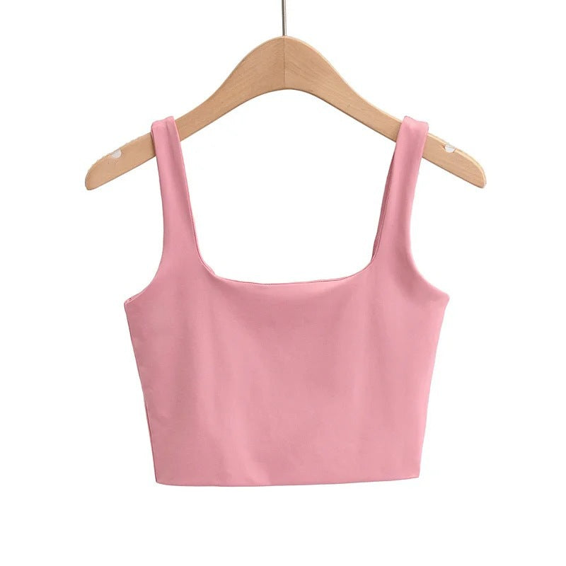 Sleeveless Milk Silk Bottoming Shirt Backless Solid Tops