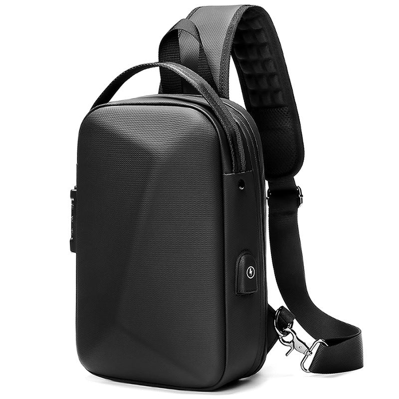 Men's Lightweight Trendy Street Polyhedron Rechargeable Fitness Men's Chest Bags