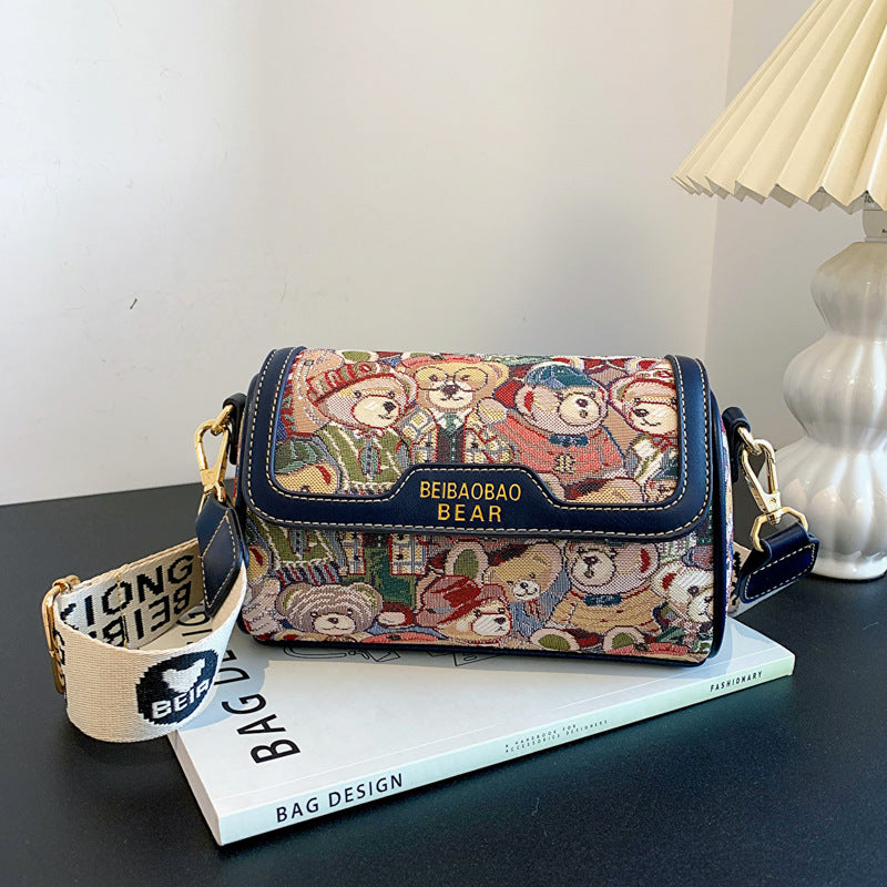 Fashion Color Contrast Single Room White Western Style Shoulder Bags