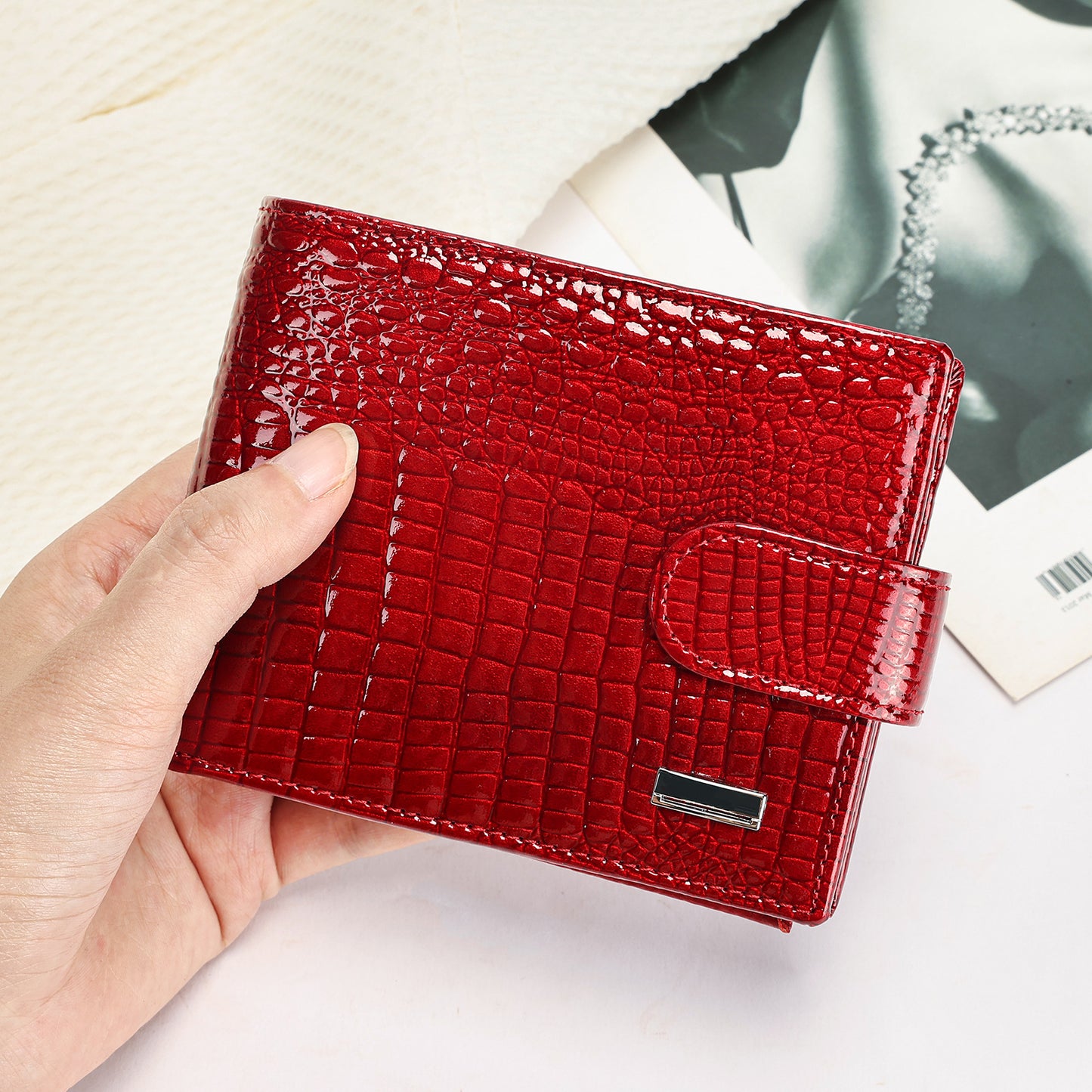 Women's Leather Short Multiple Slots Handmade Large Coin Purses