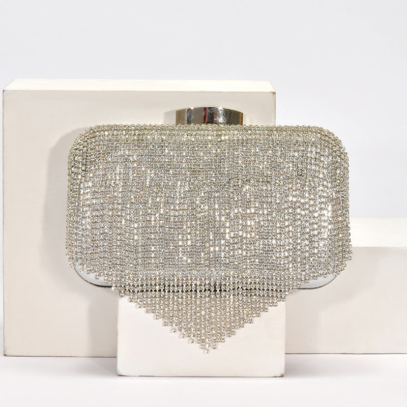 Rhinestone Shiny Tassel Dinner Clutch Banquet Evening Bags