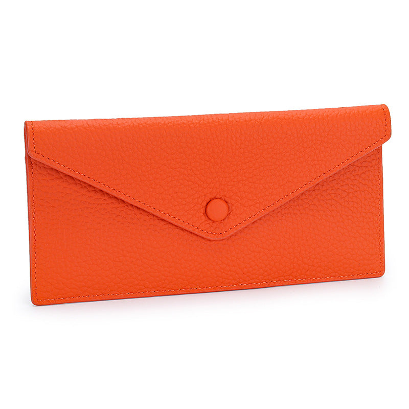 Women's Real Leather Long Large Capacity Pure Card Holder
