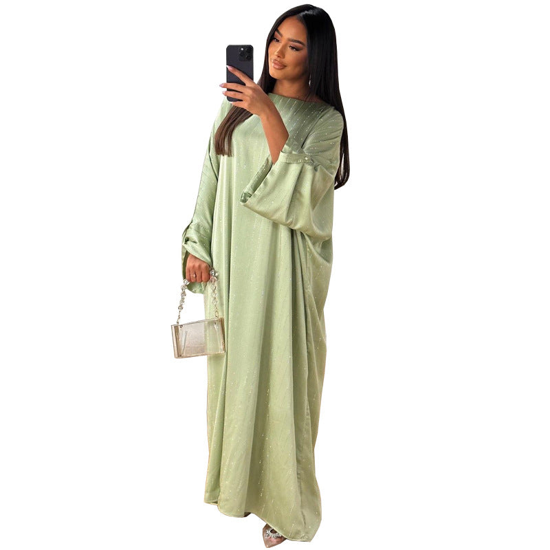 Women's Elegant Long Sleeve Dress Rhinestone Craft Clothing