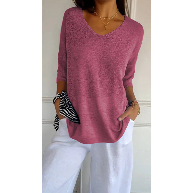 Women's Basic Style Slimming Sleeve Solid Color Sweaters