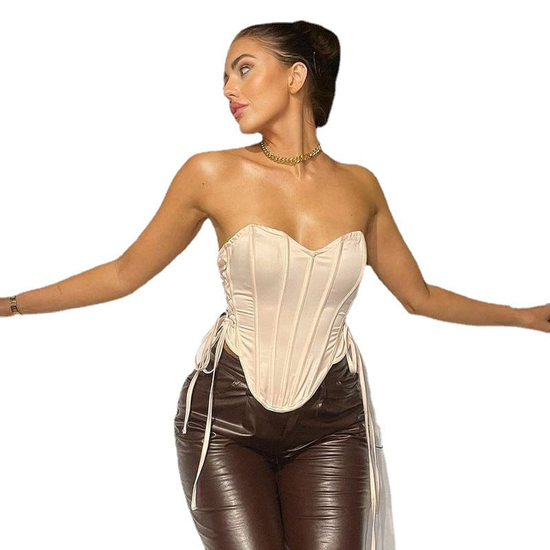 Women's Summer Fishbone Row Sexy Solid Color Tops