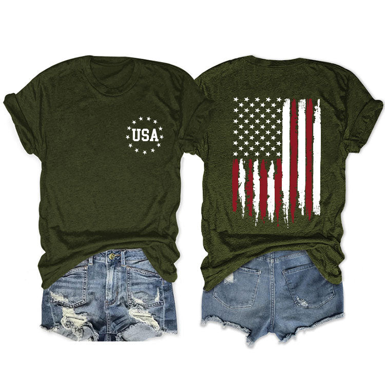 Women's Flag Summer Sleeve Fashion T-shirt Blouses