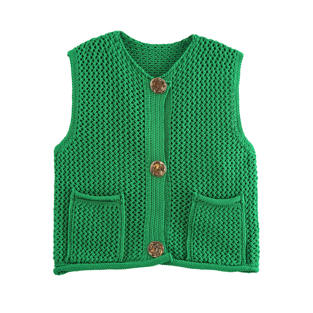 Fashion Crochet Needle Hollow Pure Color Vests