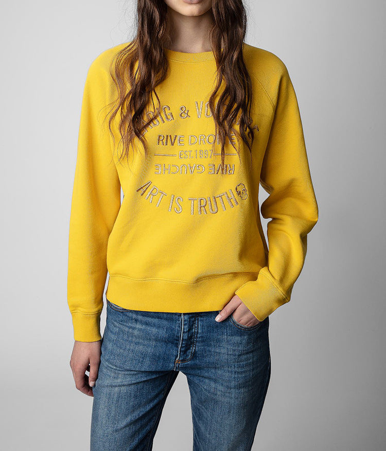 Women's Autumn French Minority Classic Letter Embroidery Sweaters