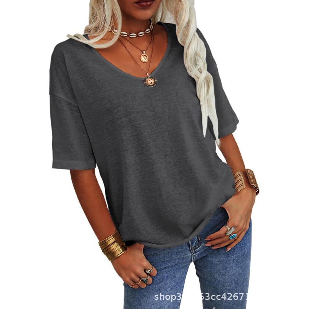 Women's Half Sleeve Loose Shirt Casual Solid Tops