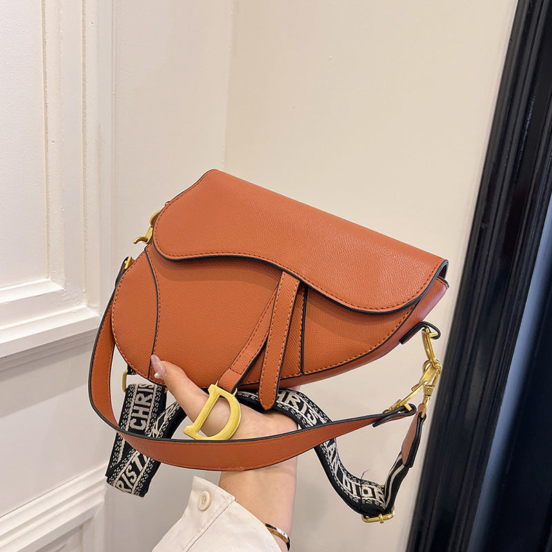 Women's Palm Print Letter Underarm Saddle High Crossbody Bags