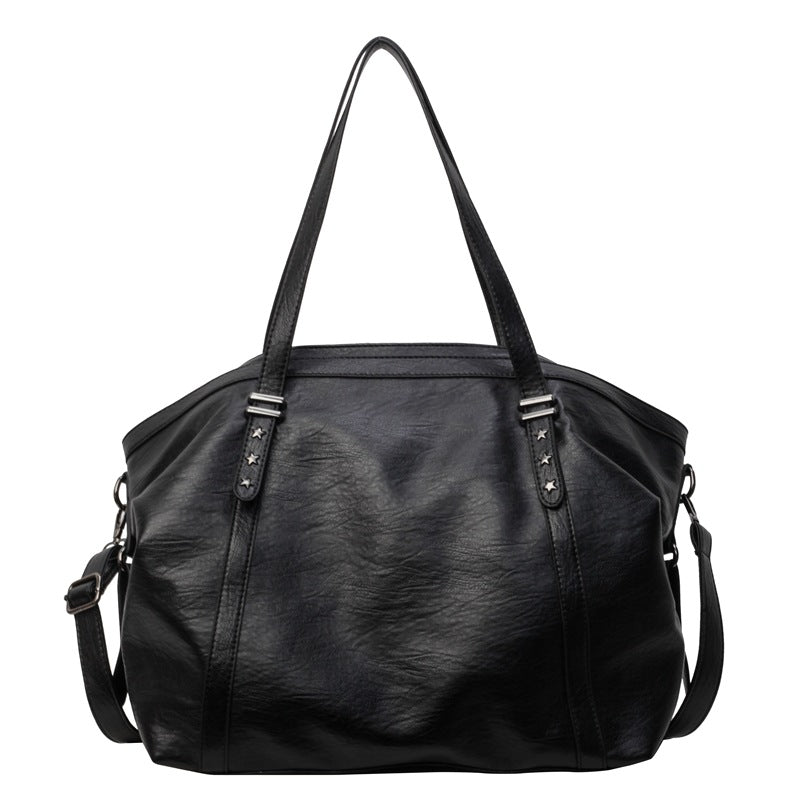 Women's Soft Surface Fashionable Texture Large Capacity Solid Handbags