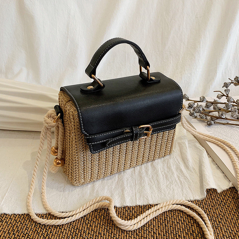 Women's Style Straw Woven Fashionable Box Western Beach Women's Shoulder Bag