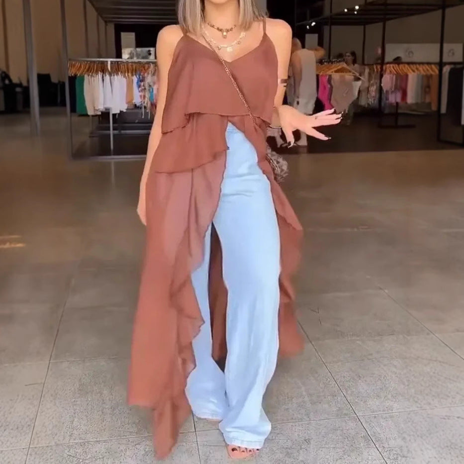 Women's Glamorous Sexy Temperament Flounce Irregular Clothing