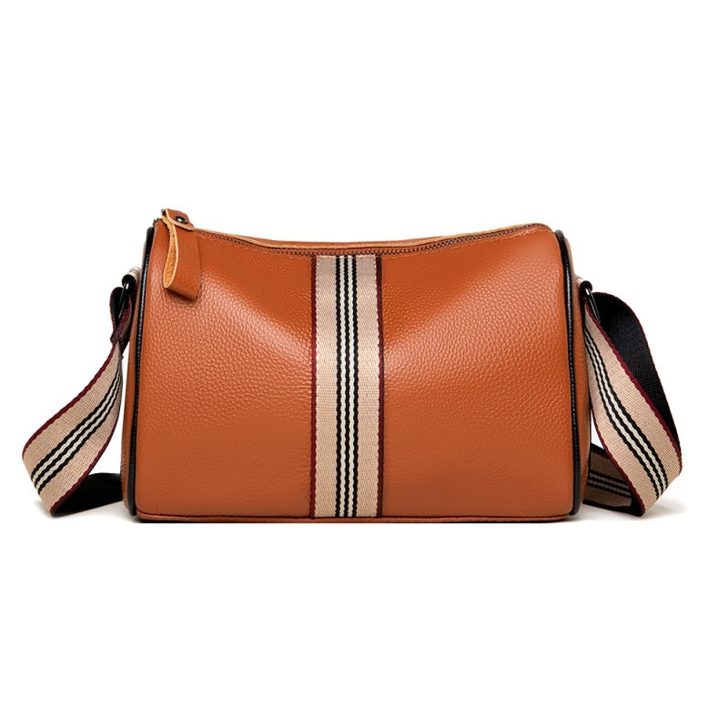 Women's Leather Fashion Litchi Pattern Contrast Color Shoulder Bags