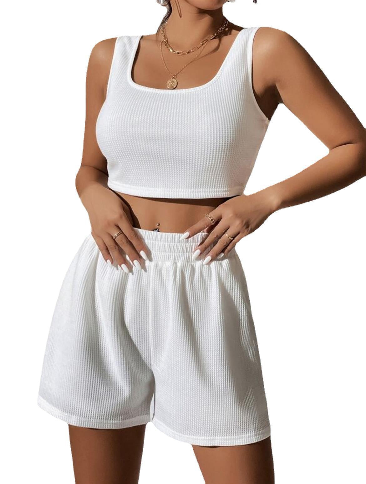 Women's Style Fresh Sweet Knitted Sleeveless Fashion Suits