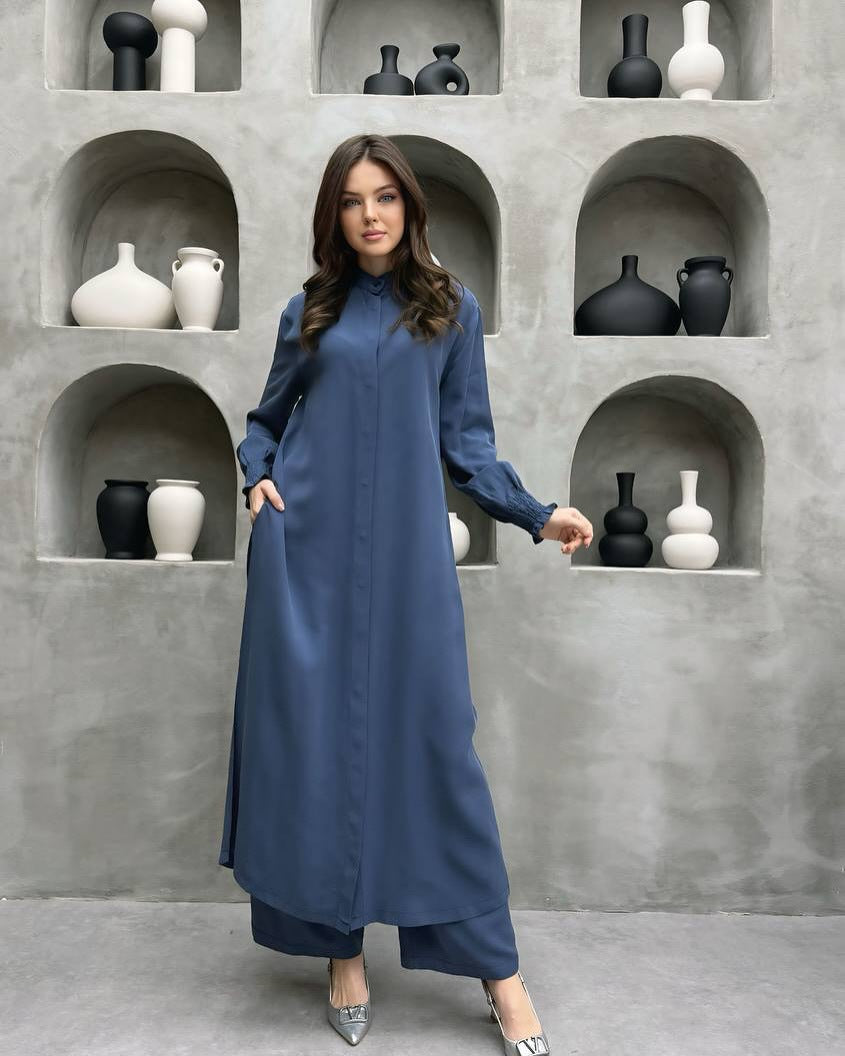 Women's Long Sleeve Split Stand Collar Shirt Suits