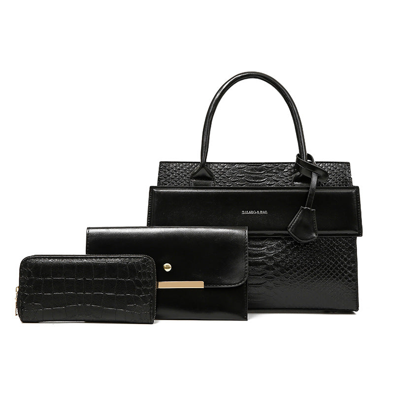 Women's Urban Simple Crocodile Pattern Embossed Portable Handbags