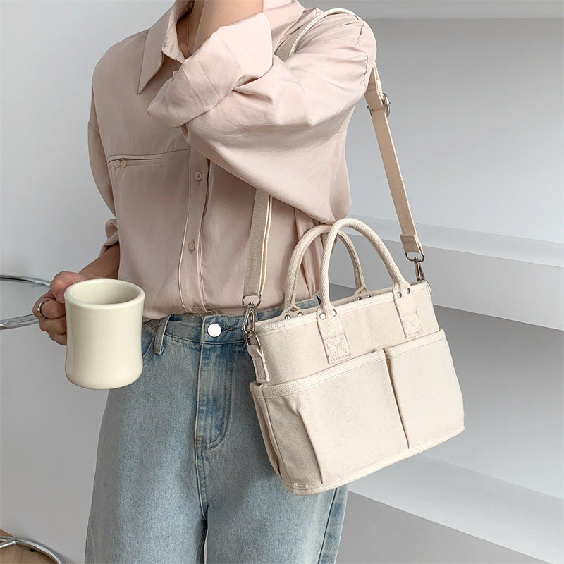 Women's Portable Canvas Artistic Niche Large Capacity Tote Bags