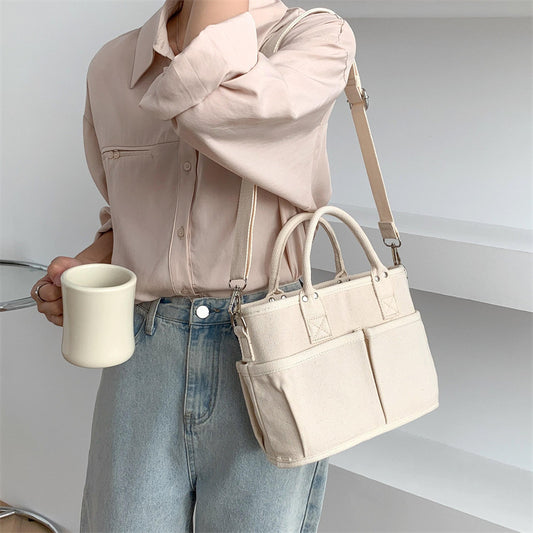 Women's Portable Canvas Artistic Niche Large Capacity Tote Bags