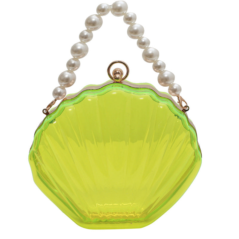 Women's Transparent Shell Box Western Style Pearl Shoulder Bags