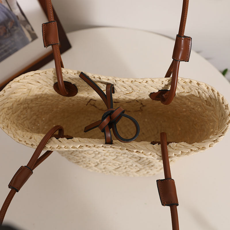 Women's Straw Hand-woven Rattan Weave Summer Seaside Bags