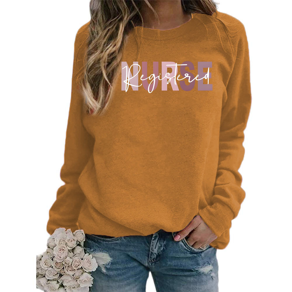 Women's Printed Round Neck Versatile Casual Loose Sweaters