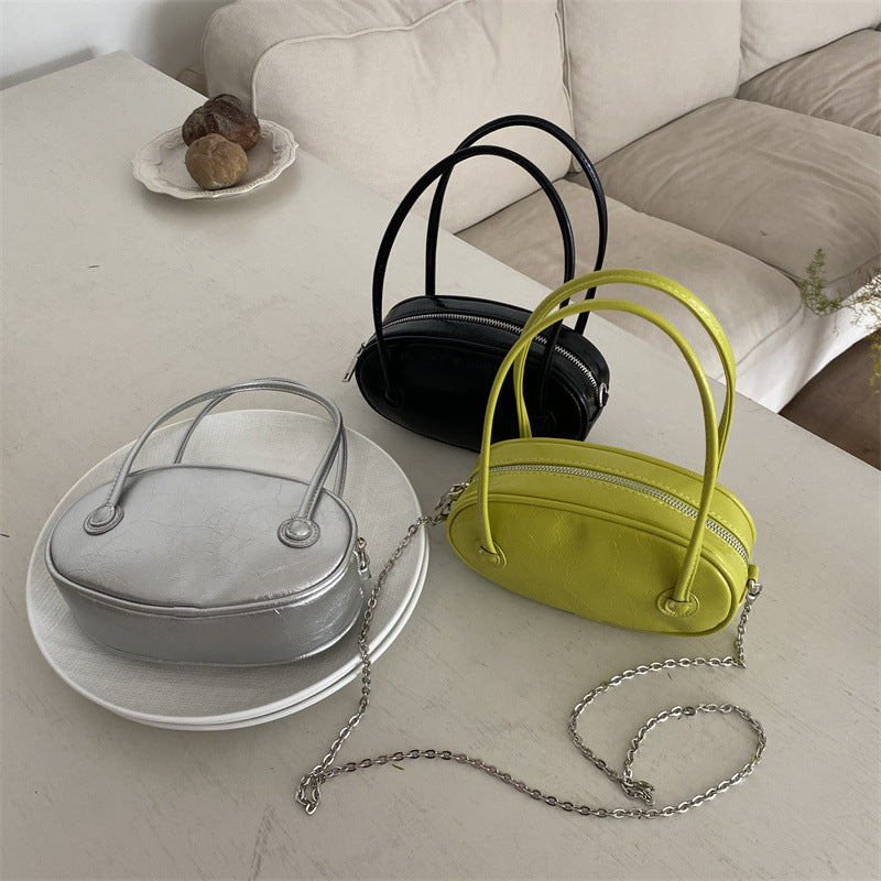 Women's Korean Style Niche Chain Oval Simple High Crossbody Bags