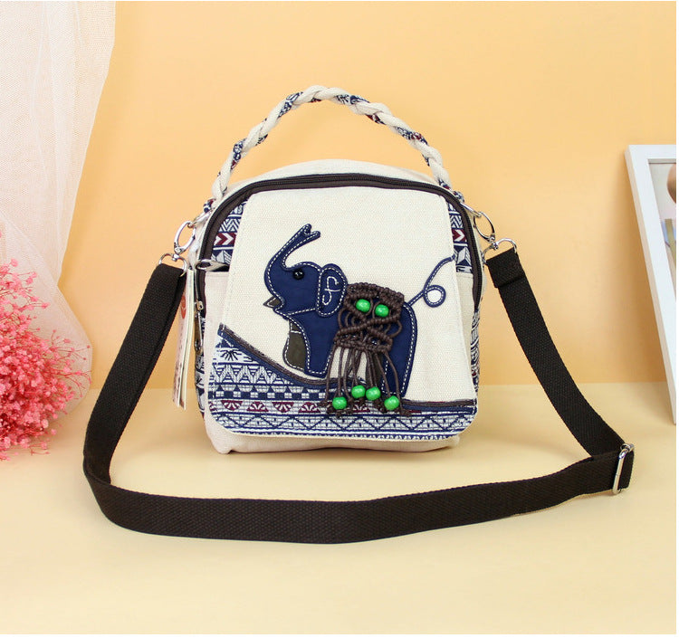 Elephant Ethnic Style Portable Fabric Leisure Crossbody Bags