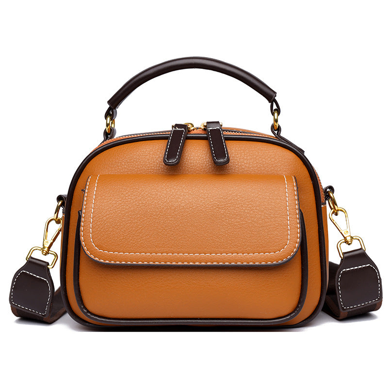 Women's Box Doctor Leather Pattern Versatile Contrast Color Bags