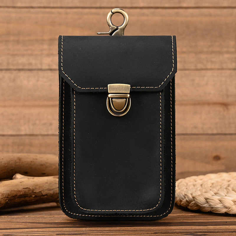 Men's Retro Crazy Horse Leather Mini First Men's Waist Packs