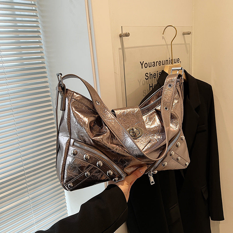 Women's Large Capacity Hot Retro Underarm Motorcycle Tote Bags