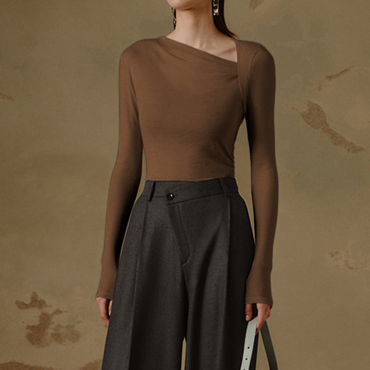 Slimming Long Sleeves Solid Color Inner Blouses