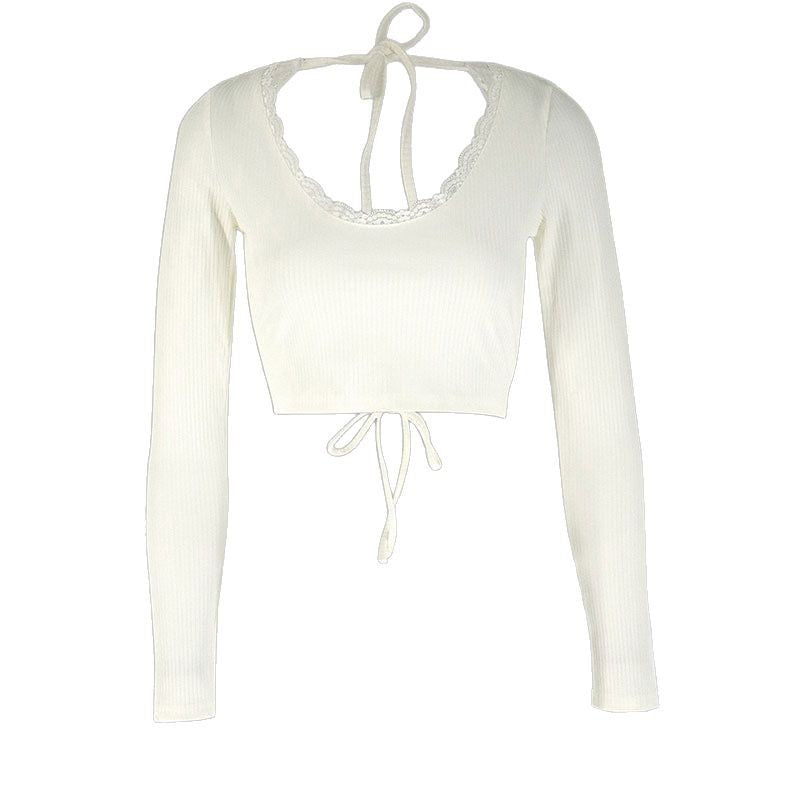 Women's Sleeve Lace Bare Back Pure Fashion Blouses