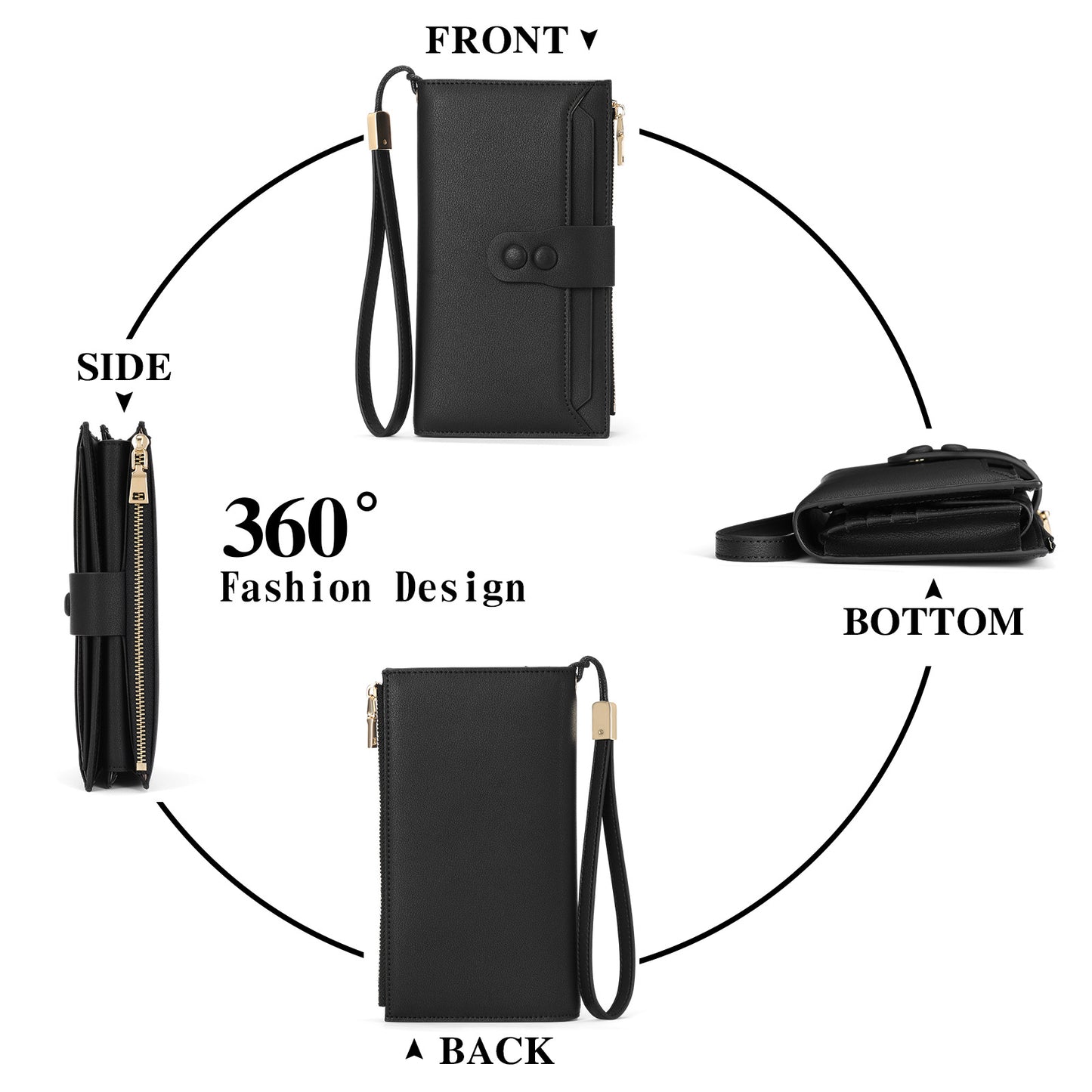 Women's Swiping Leather Large Capacity Long Ladies Wallets