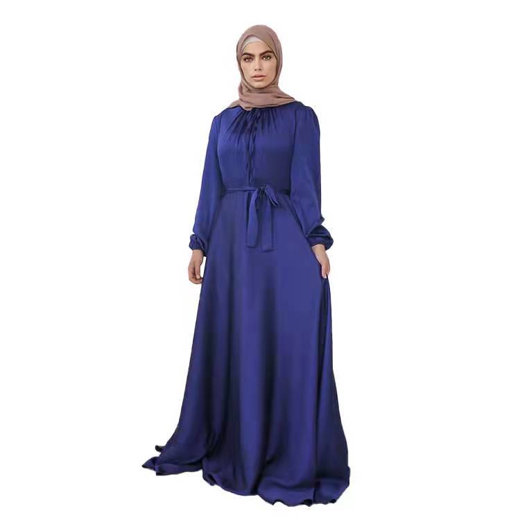 Soft Waist Elegant Satin Dress Large Clothing