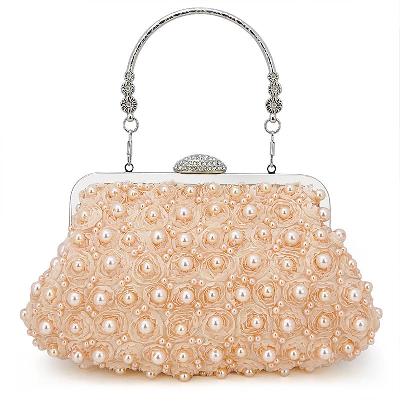 Women's Retro Pearl Dinner Beaded Clutch Wedding Evening Bags