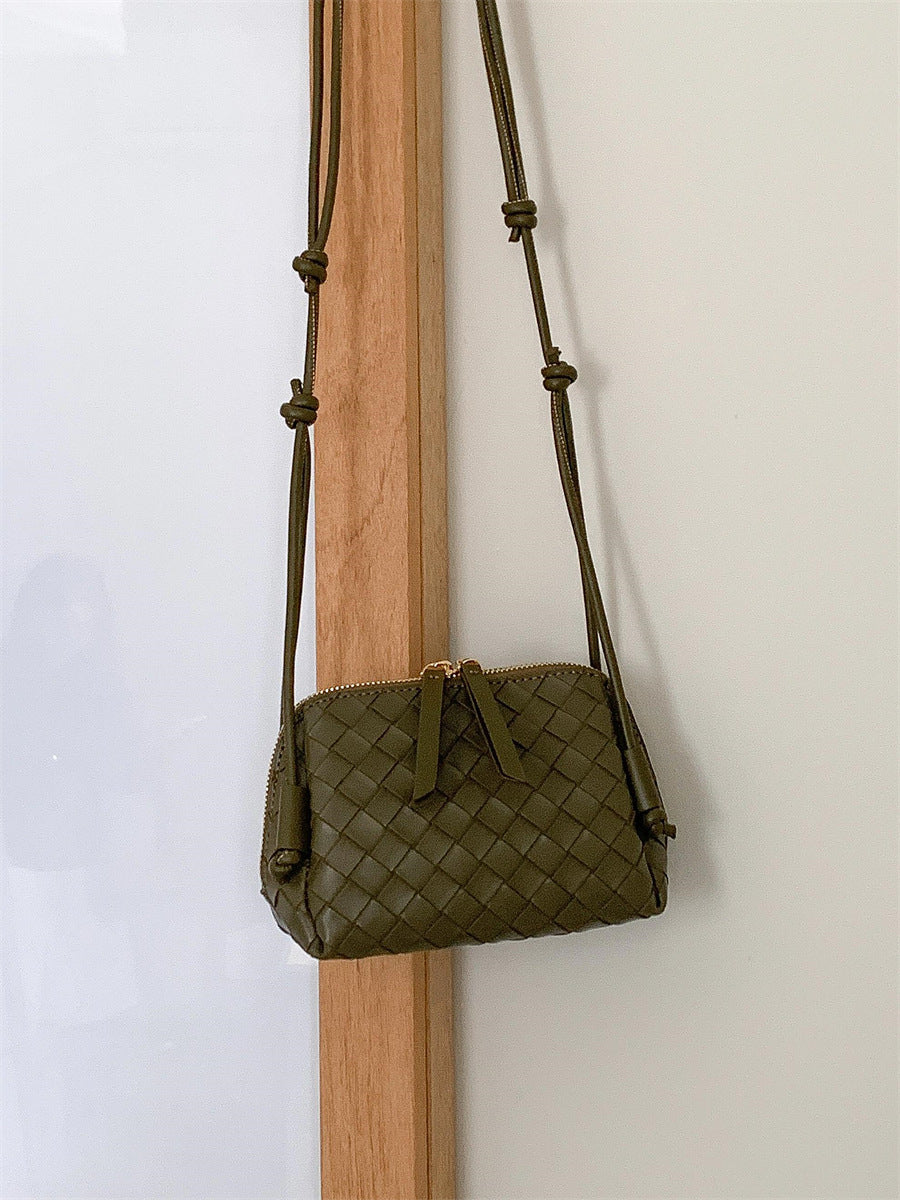 Women's Summer Double Zipper Retro Textured Woven Crossbody Bags