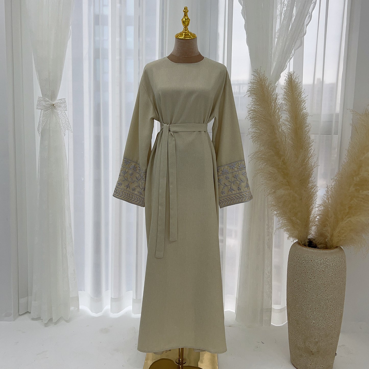 Slouchy Turkish Embroidery Elegant Dress Robe Clothing
