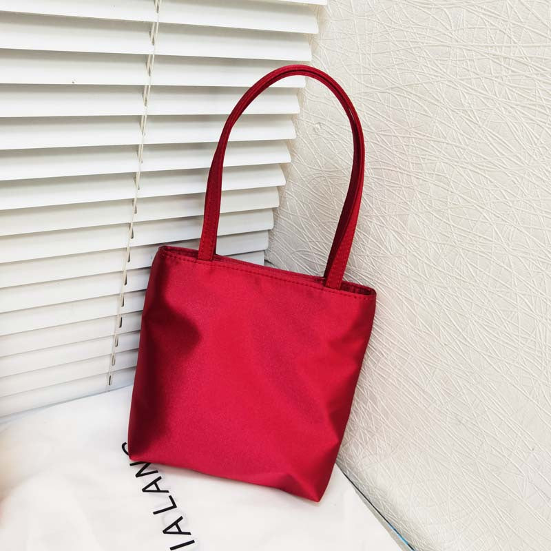 Women's Satin Color Matching Chessboard Plaid Underarm Armpit Bags