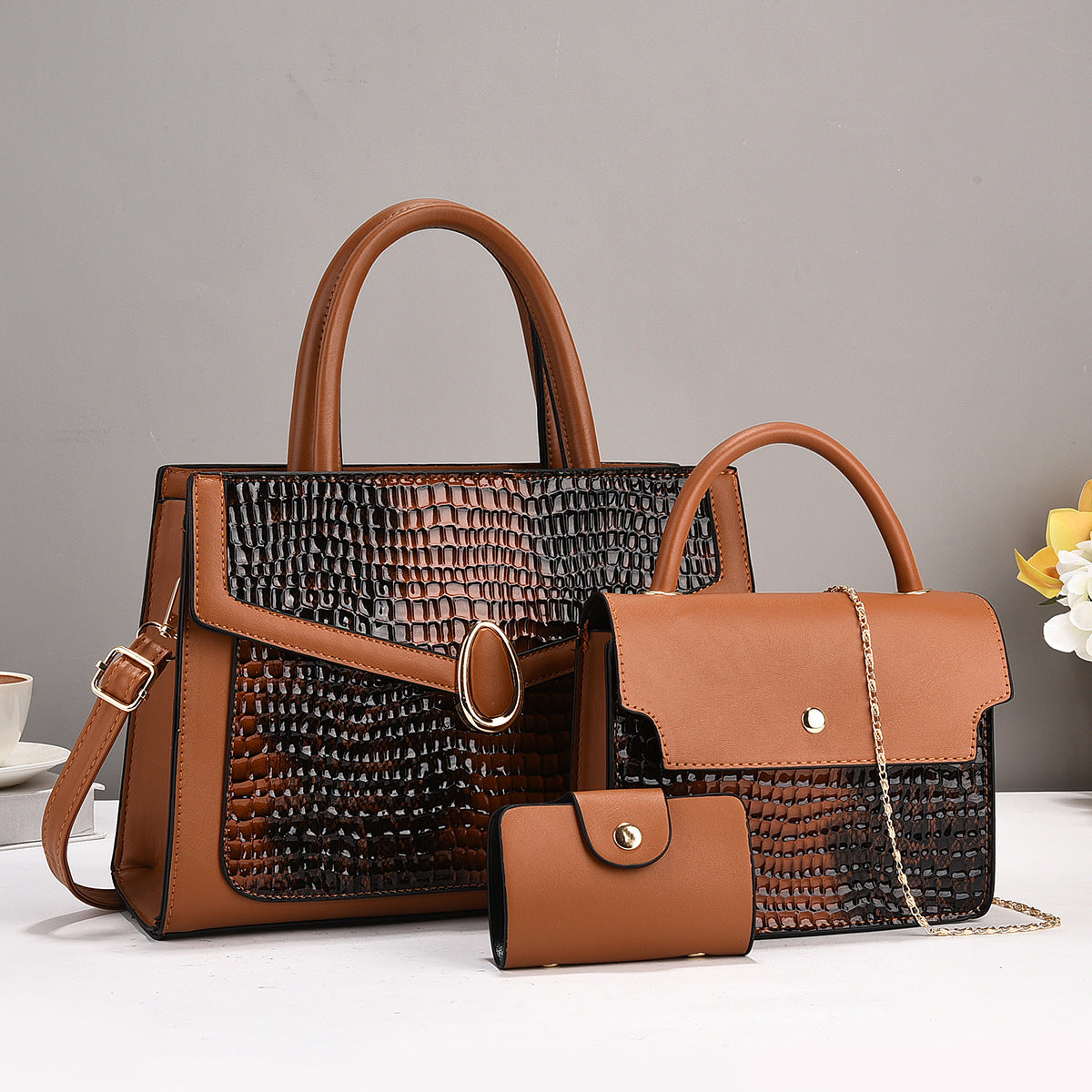 Women's Three-piece Fashion Creative Stone Pattern Western Bags