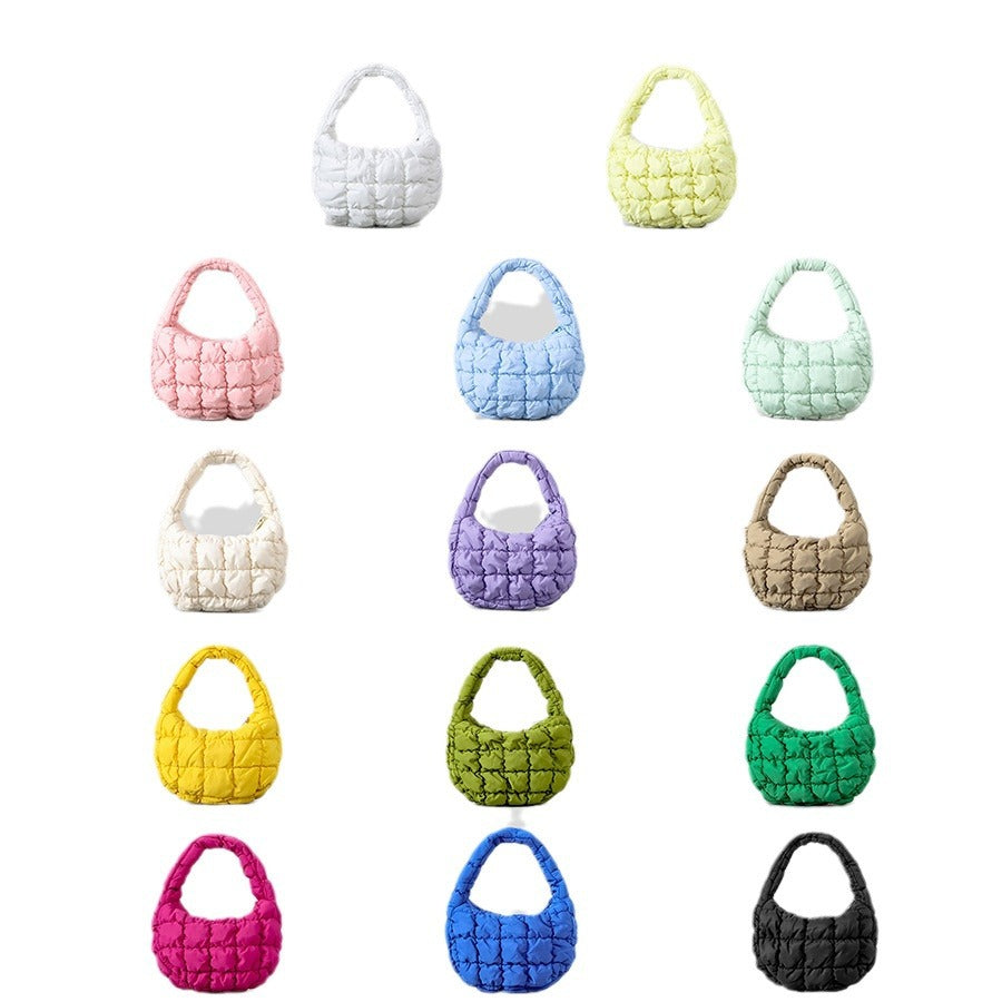 Women's Size Pleated Puff Cloud Candy Color Shoulder Bags