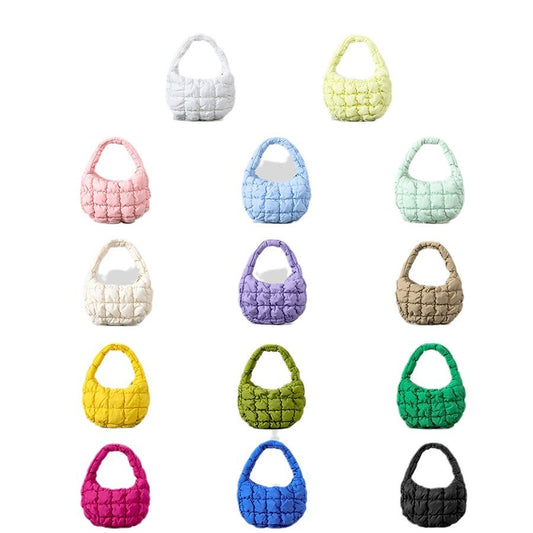 Women's Size Pleated Puff Cloud Candy Color Shoulder Bags