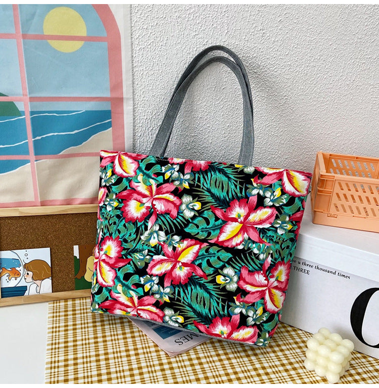Women's Canvas Large Capacity Printed Korean Style Women's Shoulder Bag