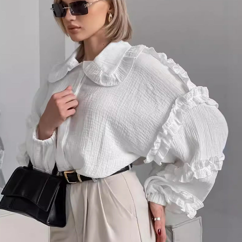 French Style Design Lace Lantern Sleeve Blouses