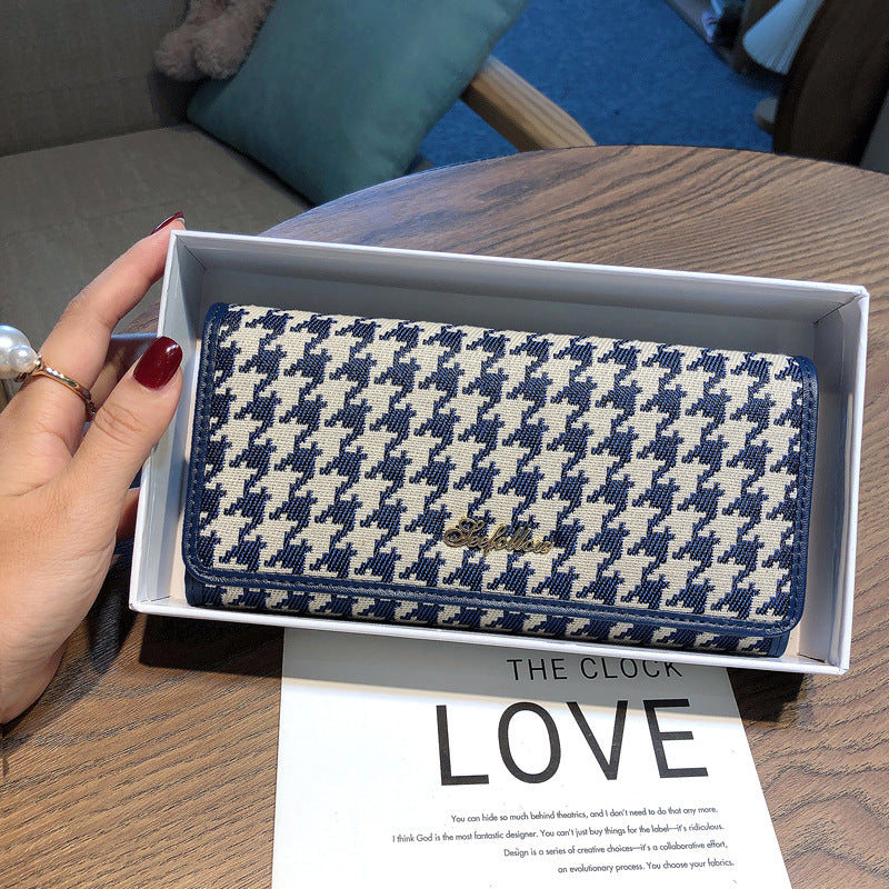 Women's Long Genuine Leather Canvas Large Capacity Ladies Wallets