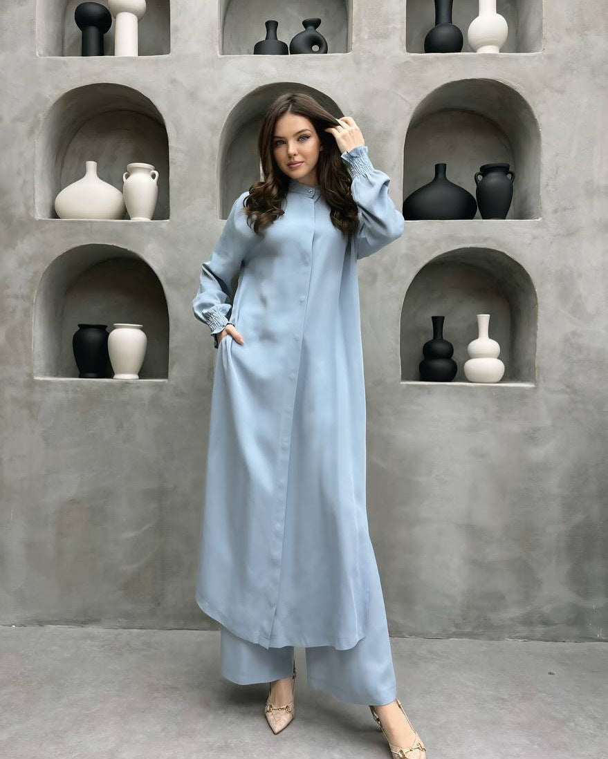 Women's Long Sleeve Split Stand Collar Shirt Suits
