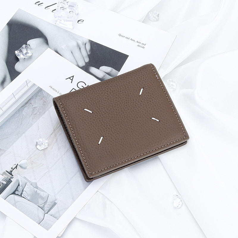 Women's Slouchy Leather Short Fold Genuine Ladies Wallets