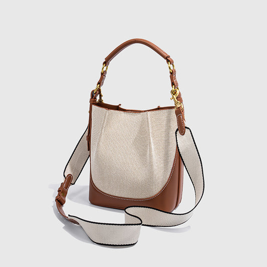 Women's Large Capacity Wide Strap Drawstring Cross Bucket Bags