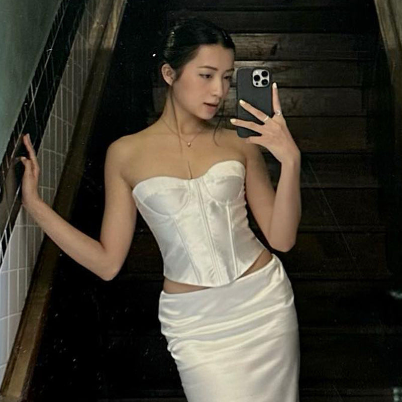 Satin Waist Female Niche Summer Fashion Tops