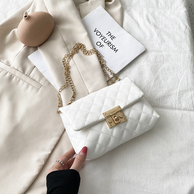 Graceful Beautiful Simple Embroidered Rhombus Chain Women's Messenger Bag